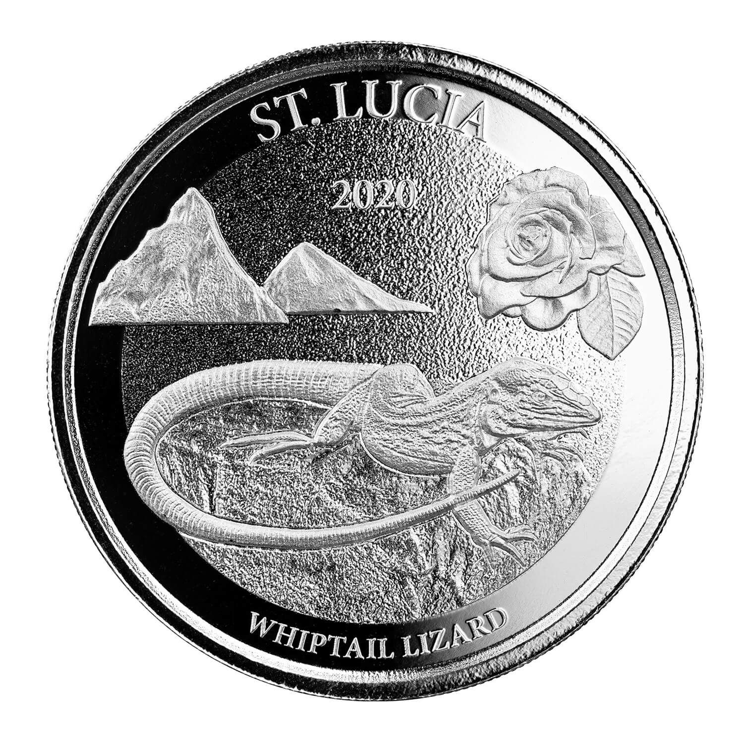 2020 Ec8 St. Lucia "whiptail Lizard" 1 Oz Silver Coin