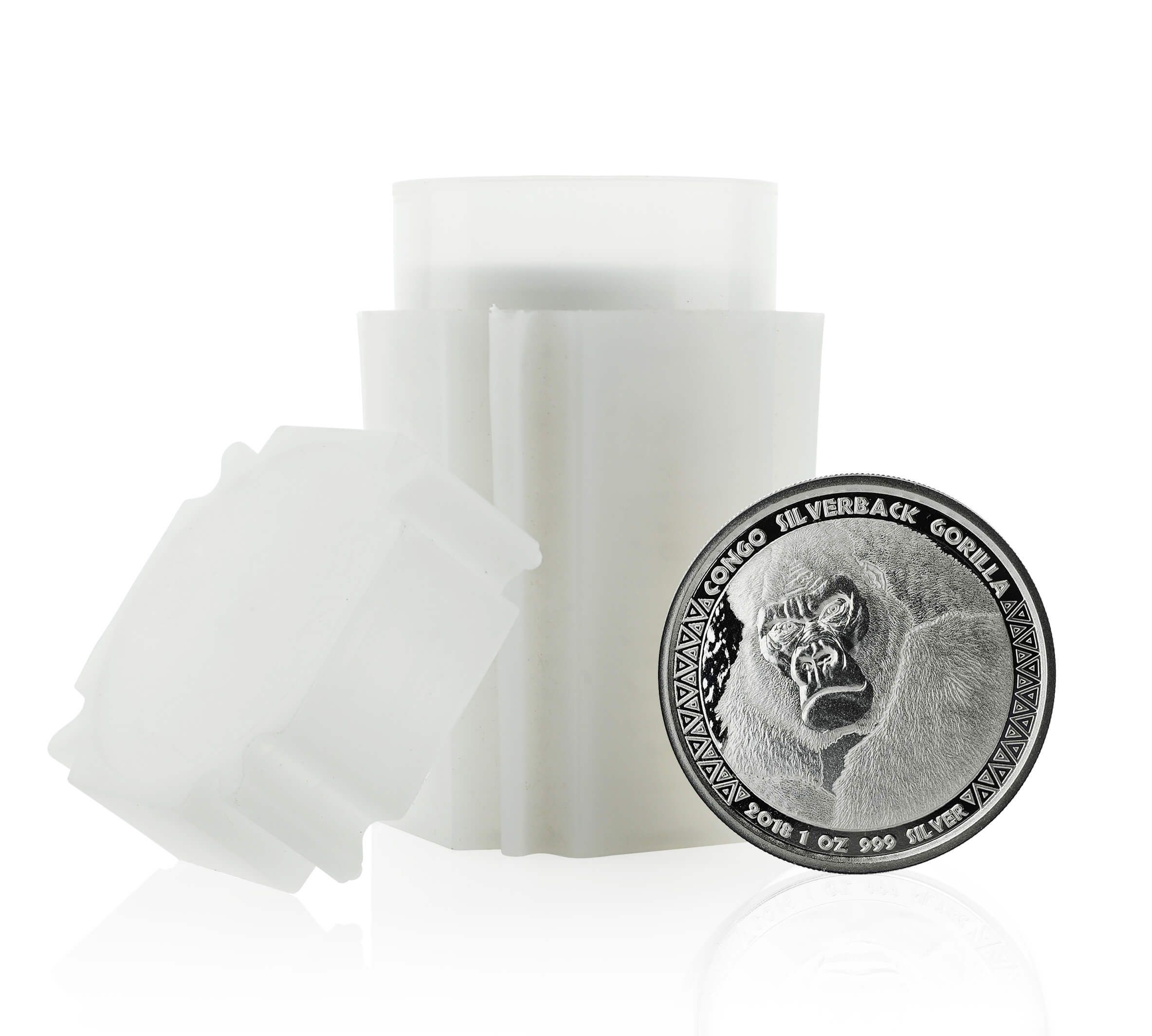 2018 Tubes Of 20 Oz Congo Silverback Gorilla 1 Oz Silver Coins