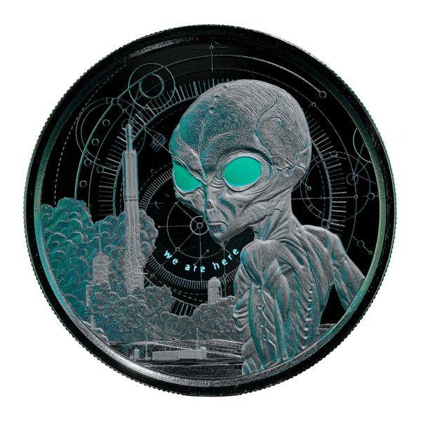 2021 Ghana Alien 1 oz Silver Proof with Color Coin