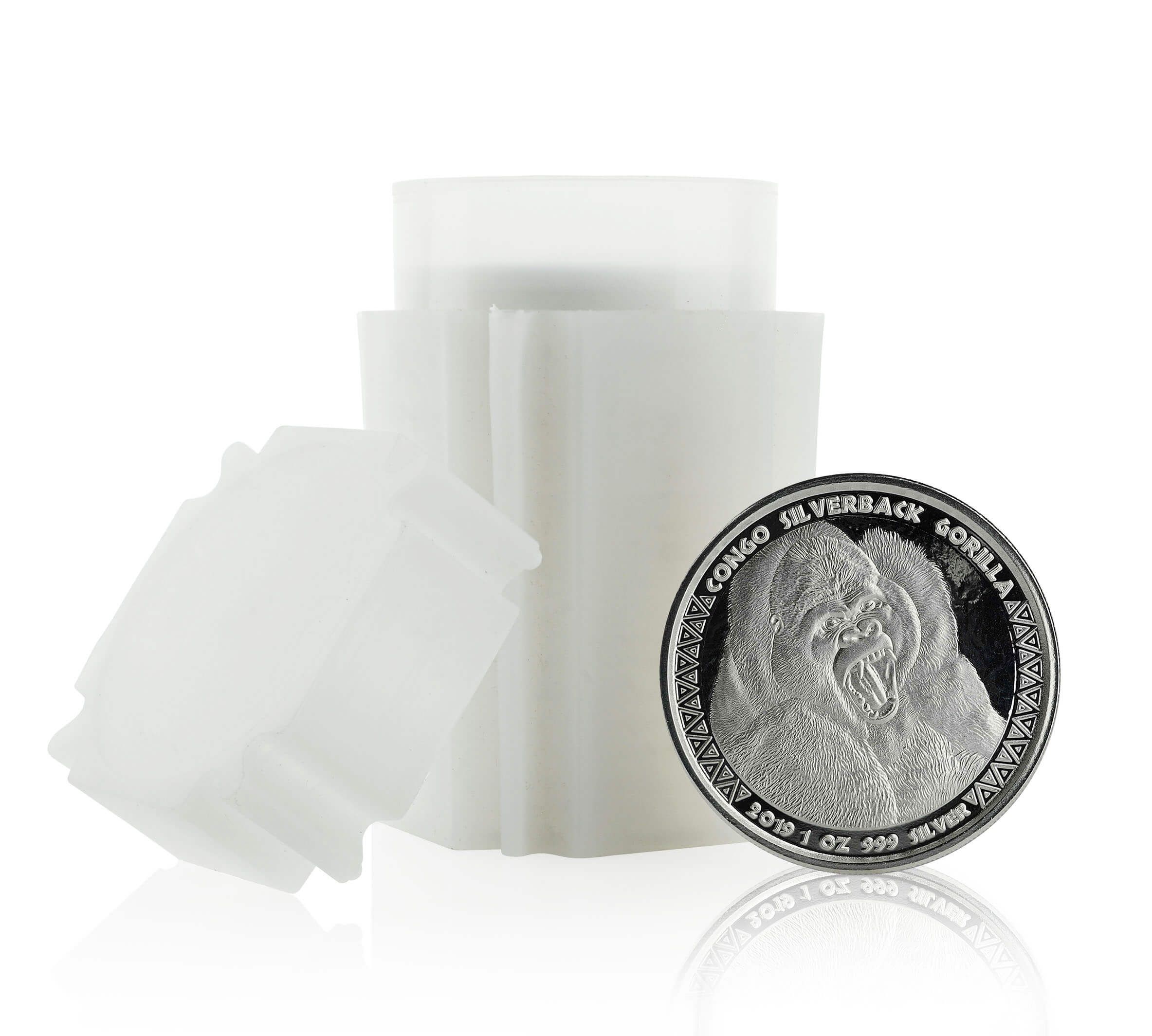 2019 Tubes Of 20 Oz Congo Silverback Gorilla 1 Oz Silver Coins