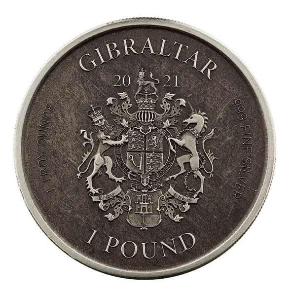 2021 Gibraltar Lady Justice 1 Oz Silver Antique 2