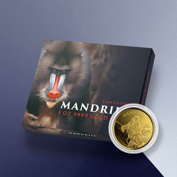 2021 Cameroon Mandrill 1 Oz Gold Coin Display Box