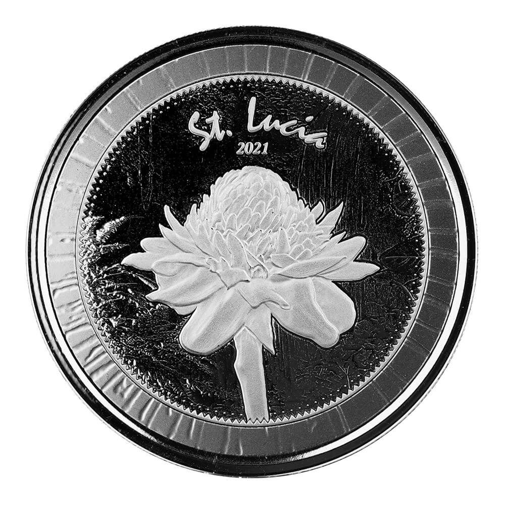 2021 EC8 St Lucia 1 oz Silver Bu Coin Legal Tender Flower
