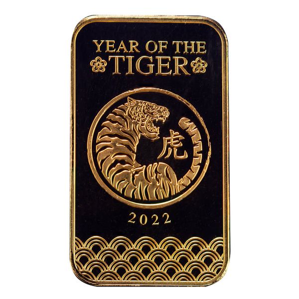 2022 Lunar Tiger 1 oz Gold Bar Certilock Scottsdale Mint
