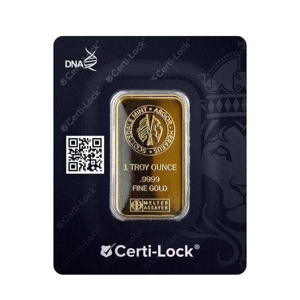 2022 Lunar Tiger 1 oz Gold Bar Certilock Scottsdale Mint