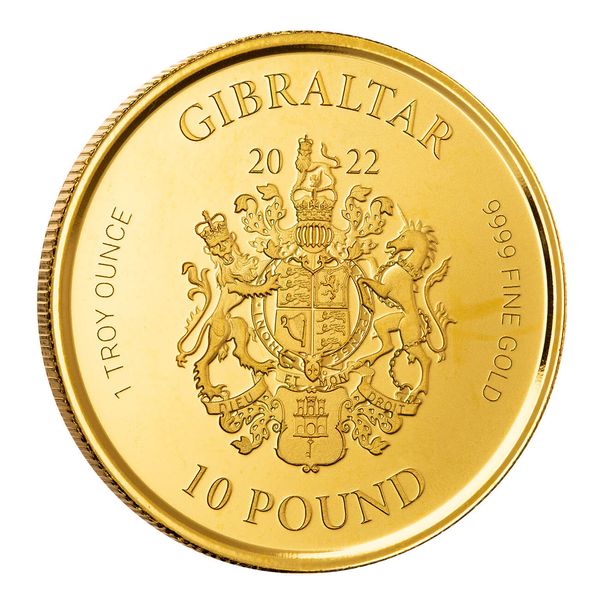2022 Gibraltar Lady Justice 1 Ounce Gold Bu Coin 2