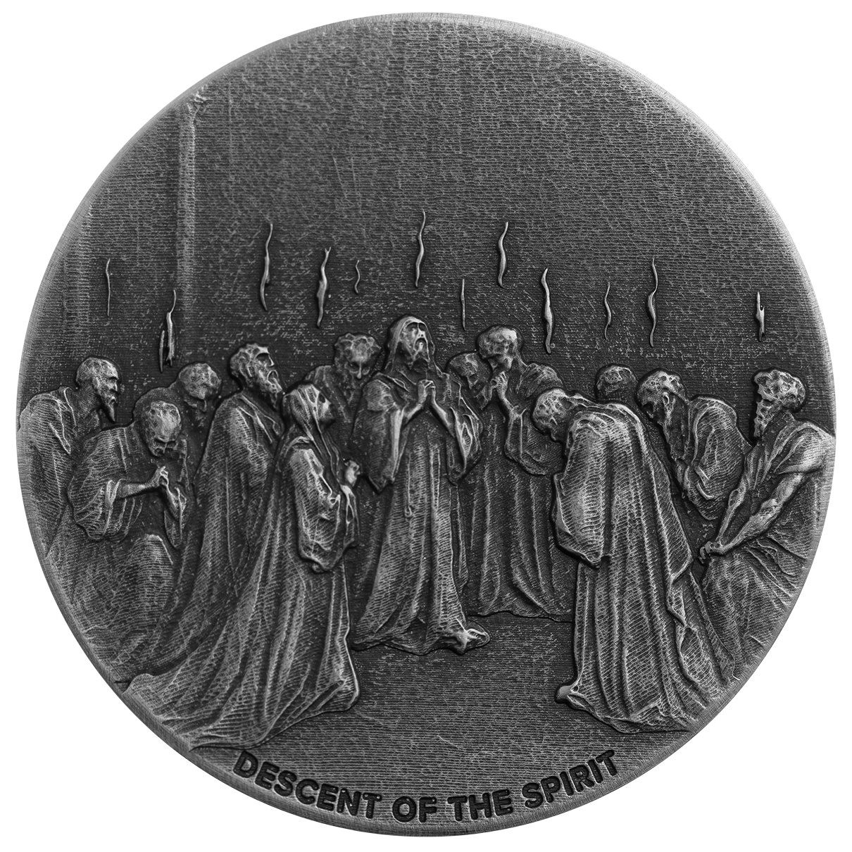 2022 Biblical Series Descent Of The Spirit 2 Oz Antique Silver Coin Scottsdale Mint 07