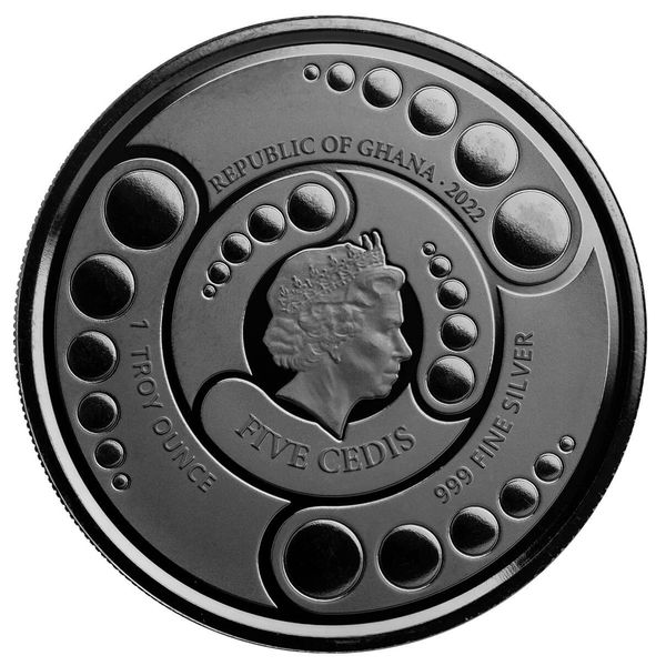 2022 Scottsdale Mint Ghana Alien 1 Oz Silver Plated In Black Rhodium With Color Coin 13