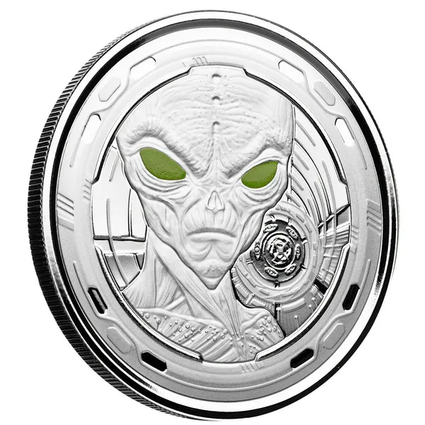 2022 Scottsdale Mint Ghana Alien 1 Oz Silver Proof With Color Coin 14