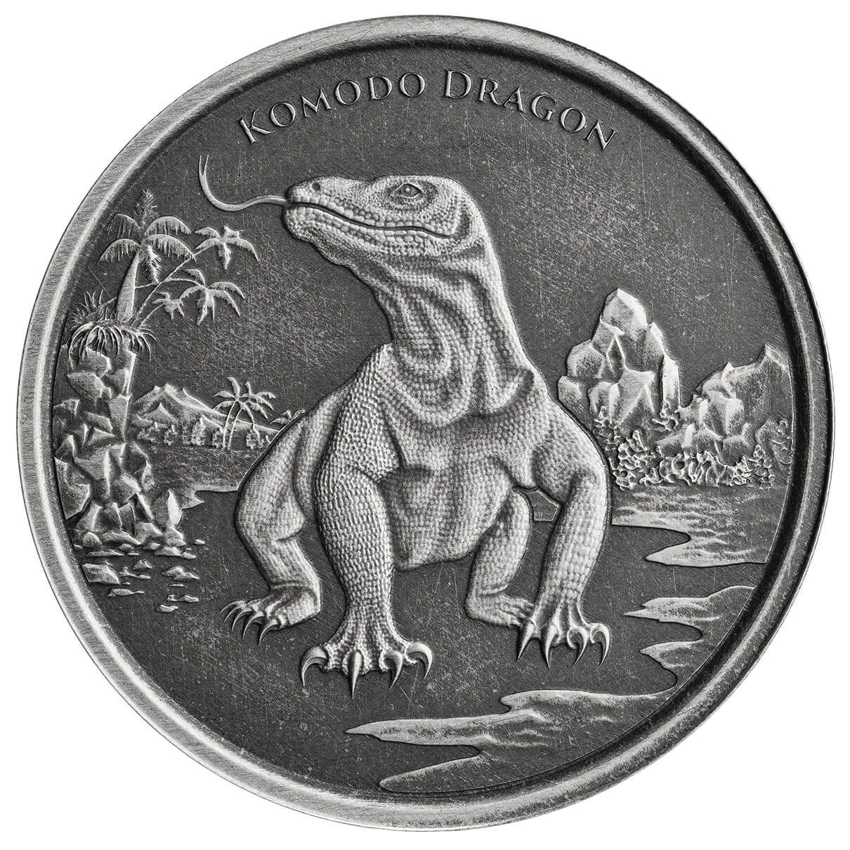 2022 Scottsdale Mint Tokelau Komodo Dragon 1 Oz Silver Antique Coin 04