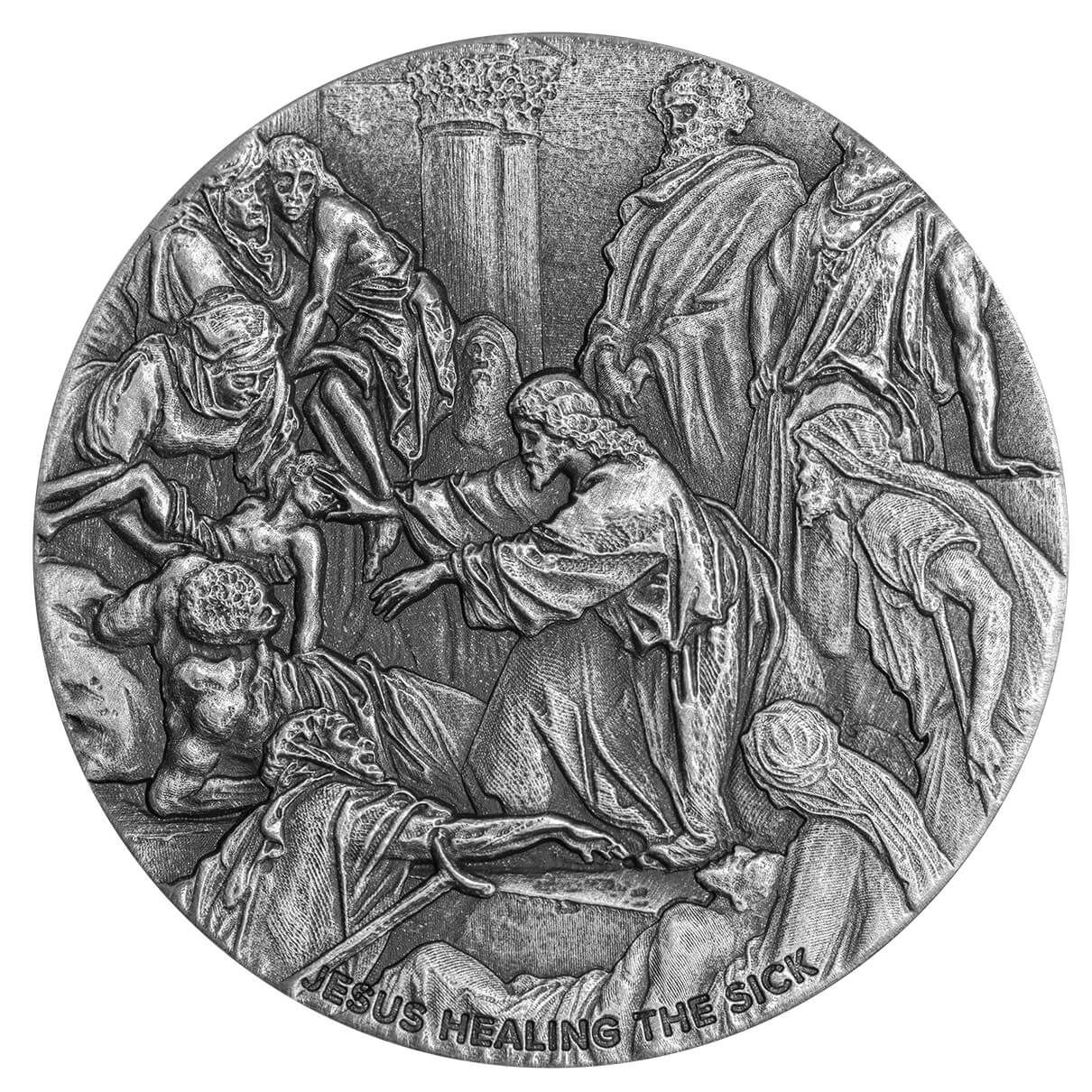 2022 Biblical Series Jesus Healing The Sick 2 Oz Silver Antique Coin Scottsdale Mint 10