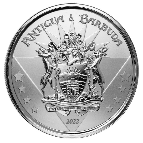 2022 Scottsdale Mint Ec8 Antigua And Barbuda Coat Of Arms 1 Oz Silver Proof Like Coin 02