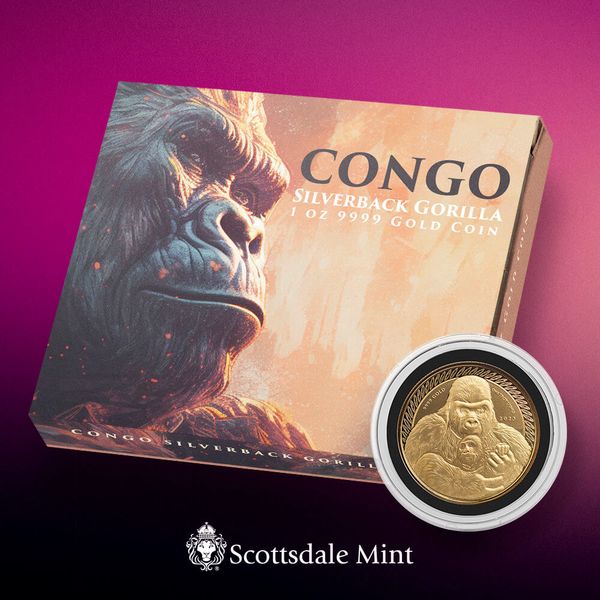 2023 Congo Silverback Gorilla 1 Troy Ounce Gold Coin Scottsdale Mint 06