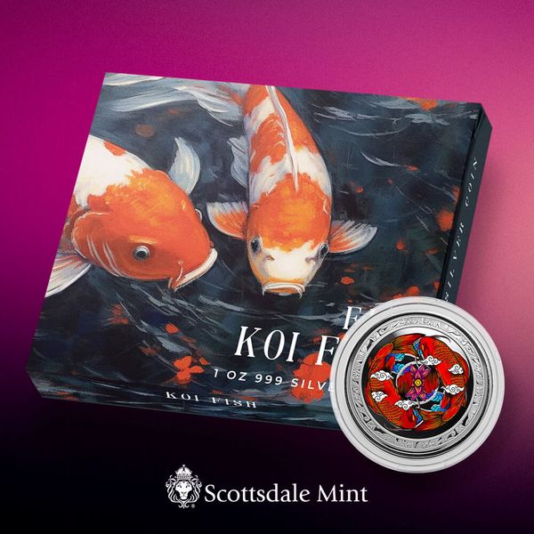 2023 Fiji Koi Fish 1 Troy Oz Silver 999 Fine Silver Proof Color Coin Scottsdale Mint 02