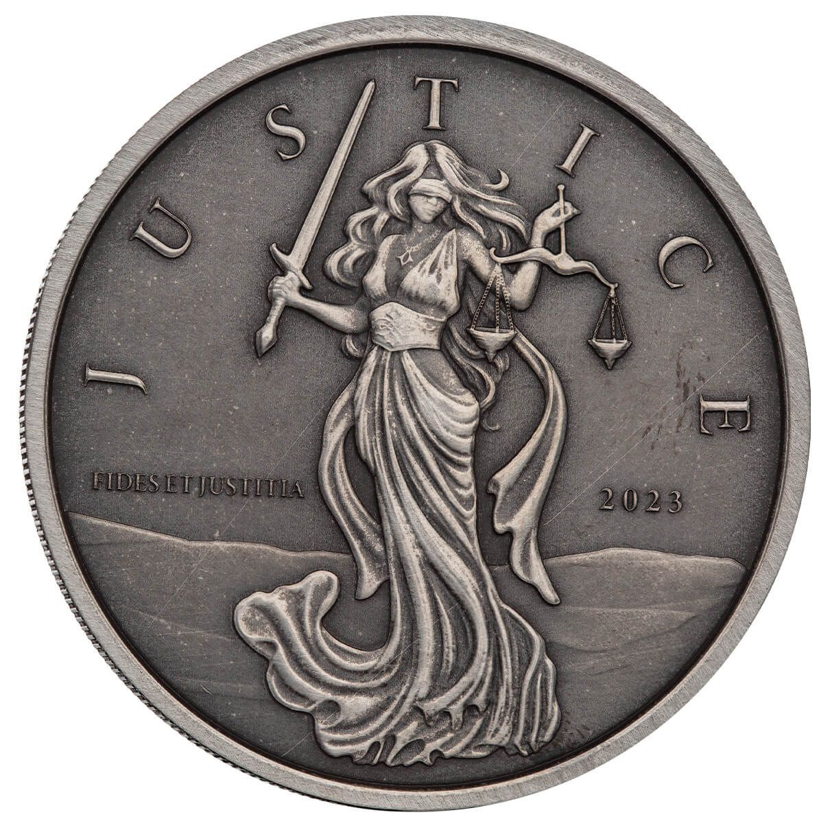 2023 Gibraltar Lady Justice 1 Oz 999 Silver Antique Finish Scottsdale Mint 04