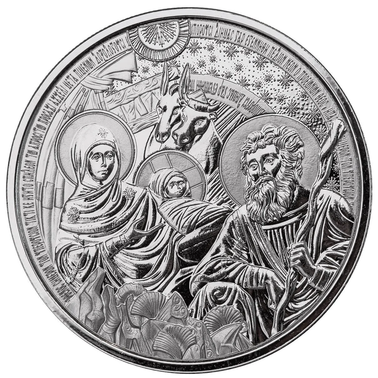 Christmas Bethlehem Nativity 1 Troy Oz 9999 Fine Silver Round Scottsdale Mint Holiday Coin 04