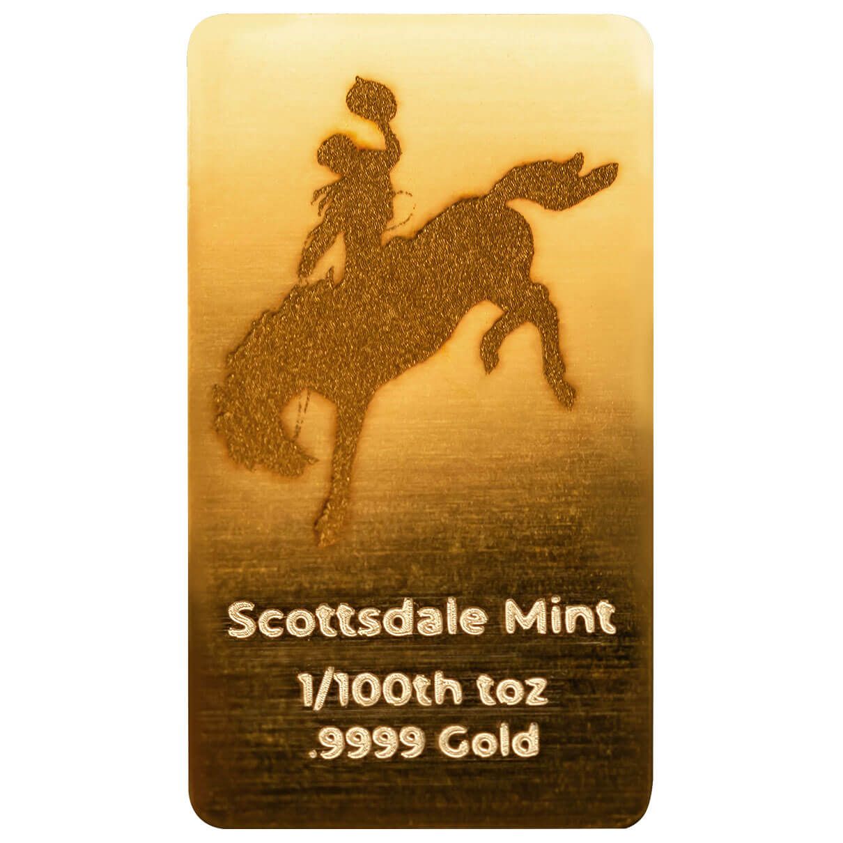 Scottsdale Mint Cowboy 100th Troy oz 9999 Fine Gold Bar 01