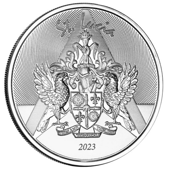 2023 Ec8 St Lucia Coat Of Arms 1 Troy Ounce 999 Fine Silver Proof Like Coin 05