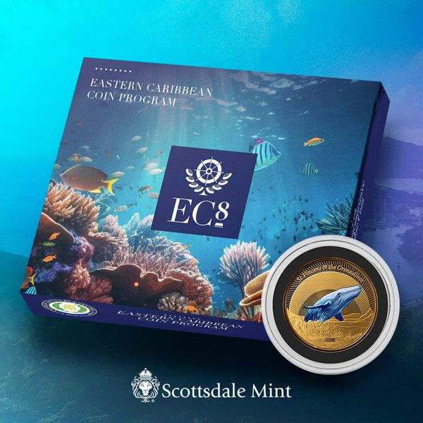 2023 Ec8 St Vincent And The Grenadines Humpback Whale 1 Troy Ounce 9999 Fine Gold Color Proof Coin 01