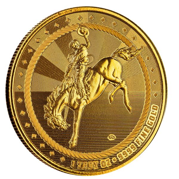 Scottsdale Mint Cowboy With Buffalo Privy 1 Troy Oz 9999 Fine Gold Round 3