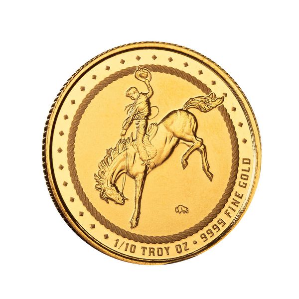 Scottsdale Mint Cowboy With Buffalo Privy Tenth Troy Oz 9999 Fine Gold Proof Like Round 03