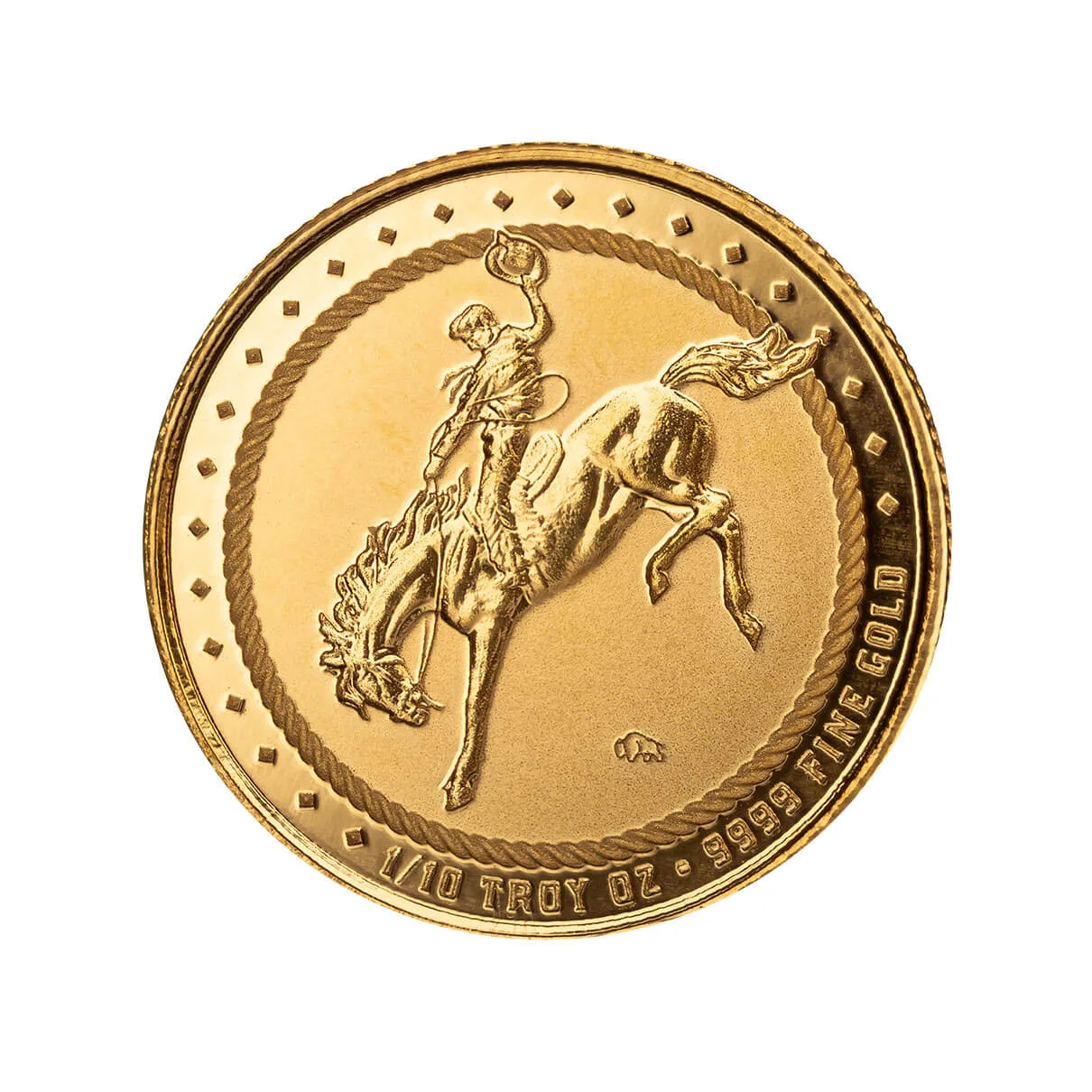 Scottsdale Mint Cowboy With Buffalo Privy Tenth Troy Oz 9999 Fine Gold Proof Like Round 04