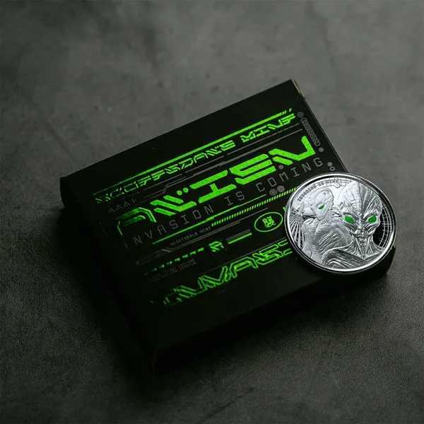 2023 Ghana Alien Scottsdale Mint Silver Proof Color Coin With Box