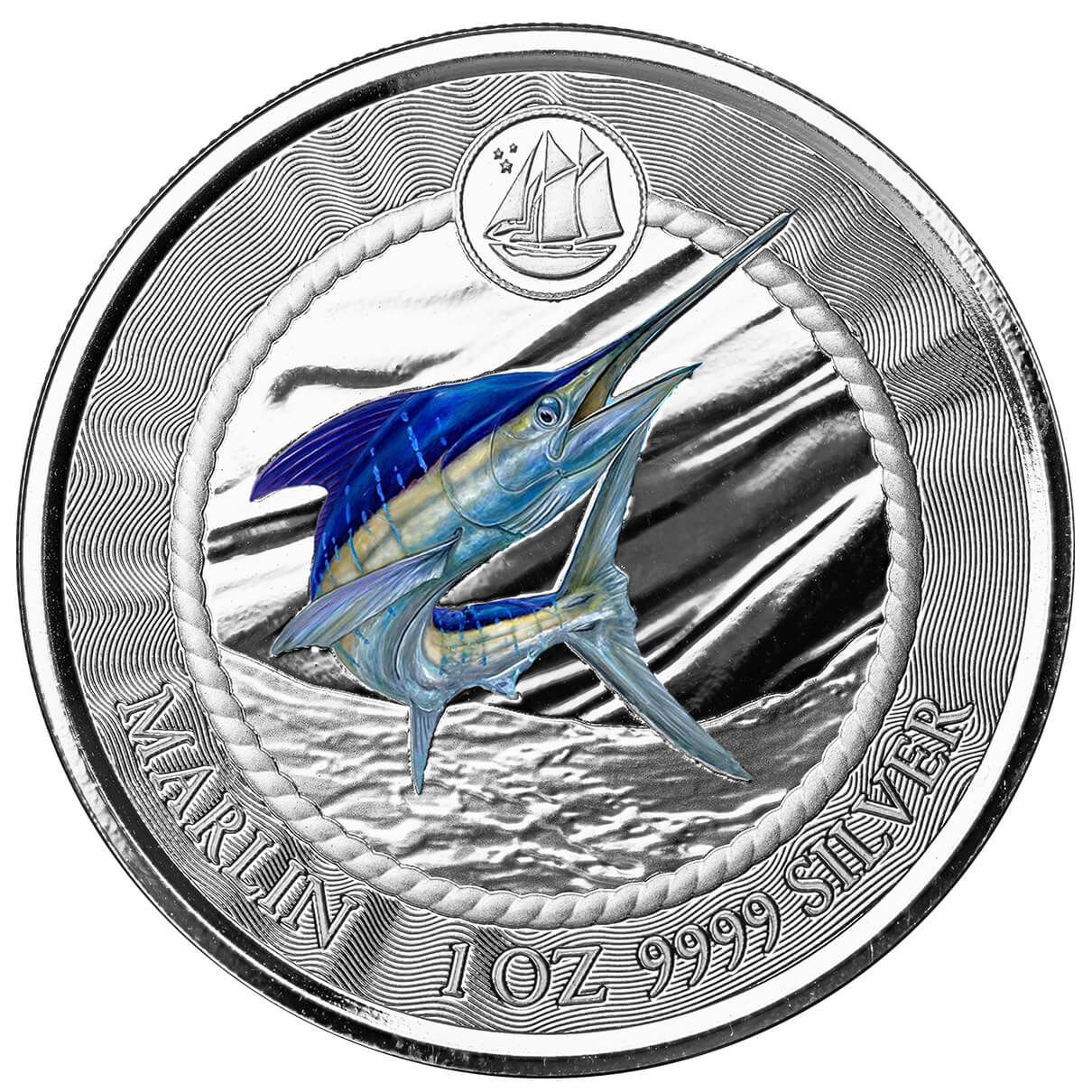 2023 Scottsdale Mint Cayman Islands Blue Marlin One Troy Ounce 9999 Fine Silver Color Proof Coin 04