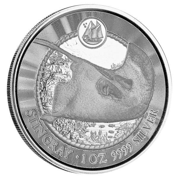 2023 Scottsdale Mint Cayman Islands Stingray One Troy Ounce 9999 Fine Silver Proof Like Coin 01