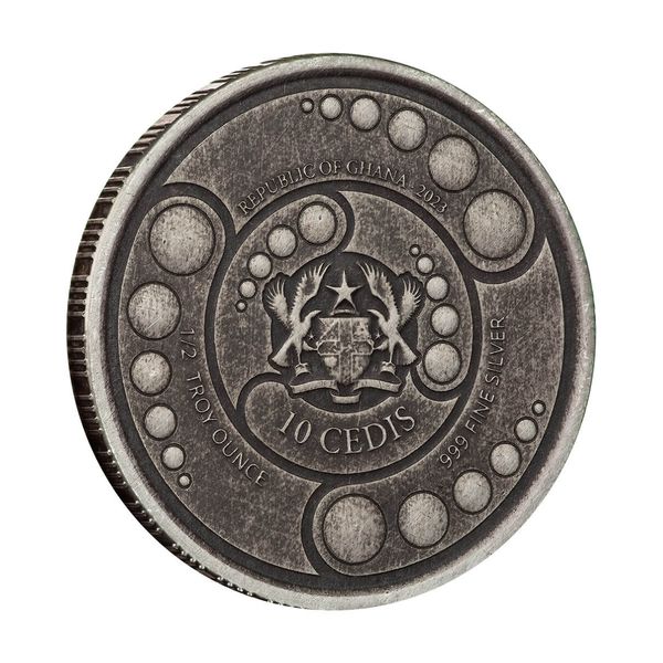 2023 Scottsdale Mint Ghana Alien Invasion Is Here Half Troy Ounce 999 Fine Silver Antique Finish Coin 01