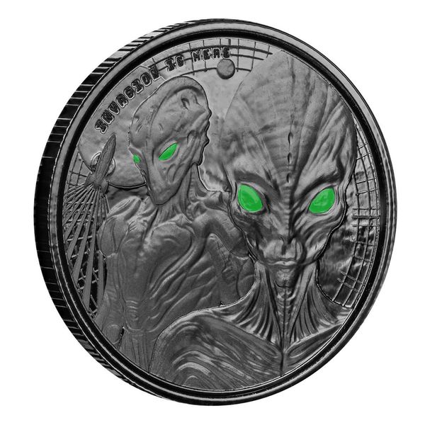 2023 Scottsdale Mint Ghana Alien Invasion Is Here One Half Troy Ounce 999 Fine Silver Proof Color With Rhodium Plating Coin 03