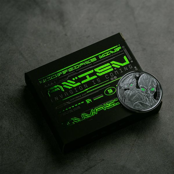2023 Scottsdale Mint Ghana Alien Silver With Rhodium Plating Coin And Box