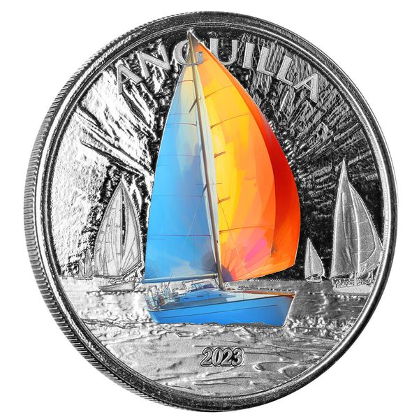 2023 Ec8 Anguilla Regatta 1 Troy Ounce 999 Fine Silver Color Proof Coin 07