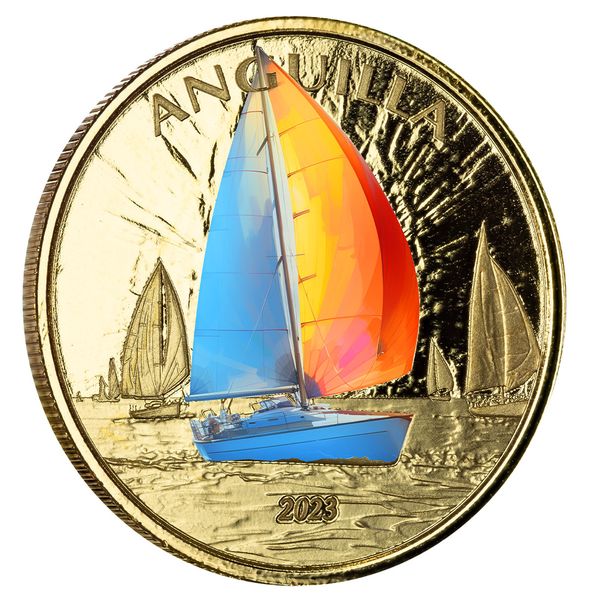 2023 Ec8 Anguilla Regatta 1 Troy Ounce 9999 Fine Gold Color Proof Coin 07