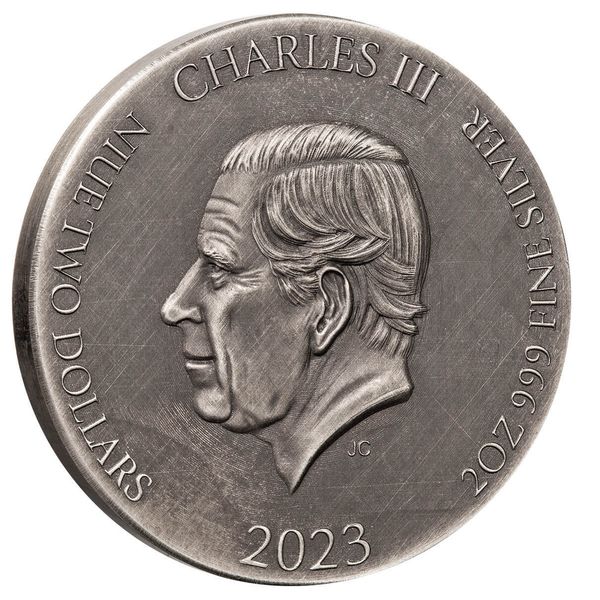 2023 Scottsdale Mint Niue Biblical Series Zechariahs Vision Of The Chariots 2 Troy Ounce 999 Fine Silver Antiqued Coin 13