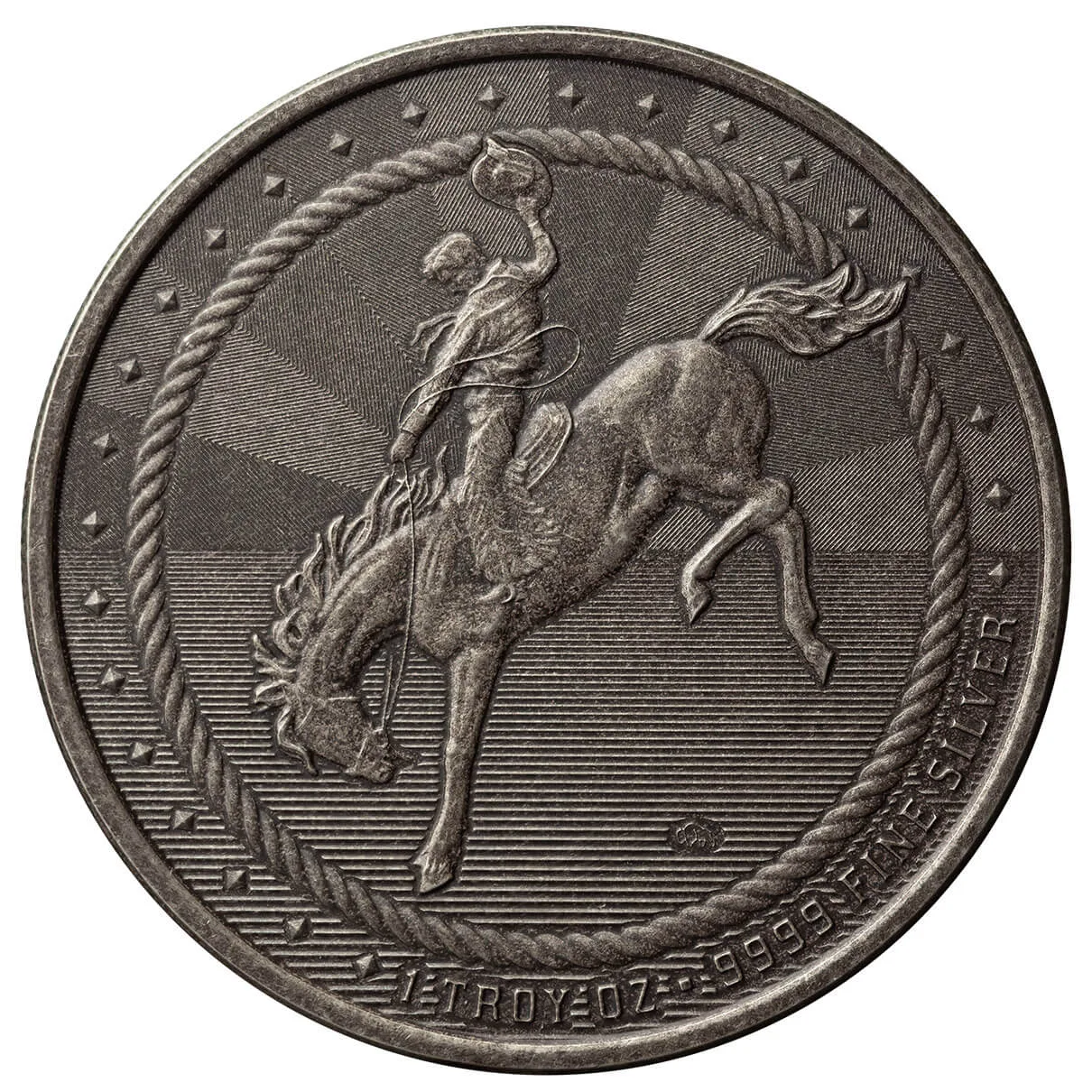 2024 Scottsdale Mint Cowboy Round With Buffalo Privy 1 Troy Ounce 9999 Fine Silver Antique Round 04