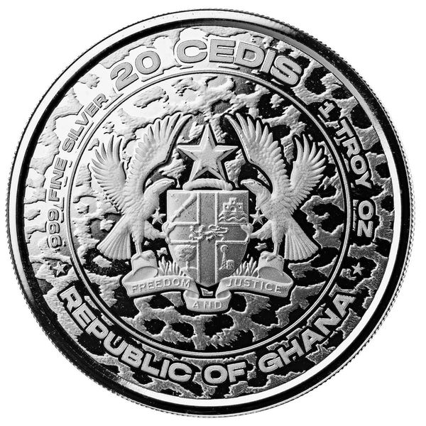 2023 Scottsdale Mint Ghana Leopard 1 Troy Ounce 999 Fine Silver Proof Like Coin 02