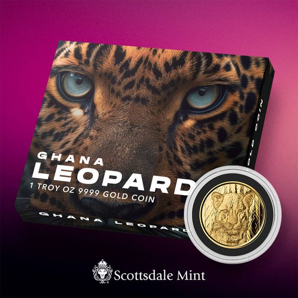 2023 Scottsdale Mint Ghana Leopard 1 Troy Ounce 9999 Fine Gold Proof Coin 01
