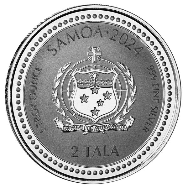 2024 Scottsdale Mint Samoa Saint George And The Dragon 1 Troy Ounce 999 Fine Silver Proof Like Coin 3
