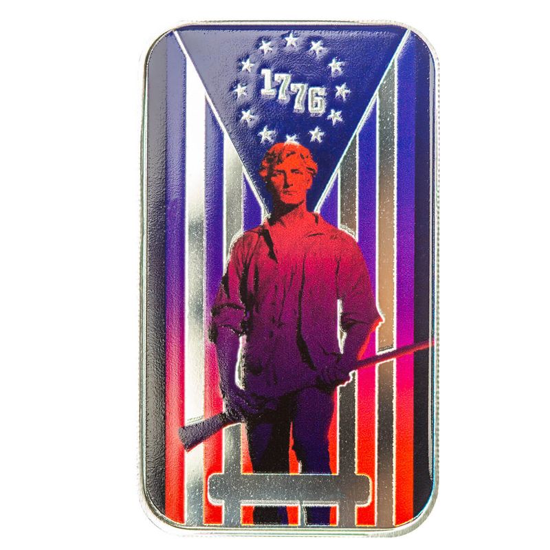2024 Scottsdale Mint 1776 Minutemen Lexington Concord 1 Troy Ounce 999 Fine Silver Color Bar 02