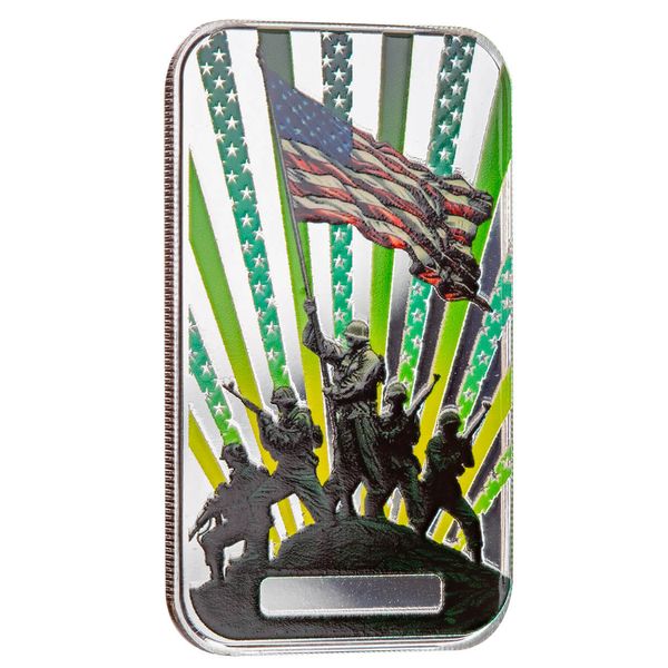 2024 Scottsdale Mint Battle Of Iwo Jima Marines 1 Troy Ounce 999 Fine Silver Color Bar 01