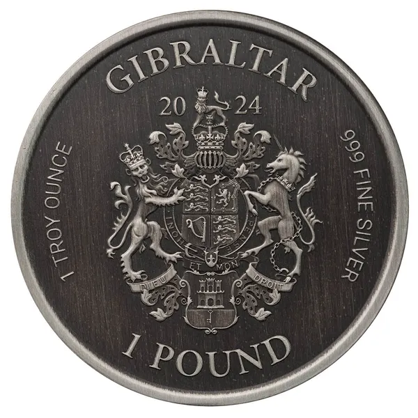 2024 Scottsdale Mint Gibraltar Lady Justice 1 Troy Ounce 999 Fine Silver Antique Coin 02