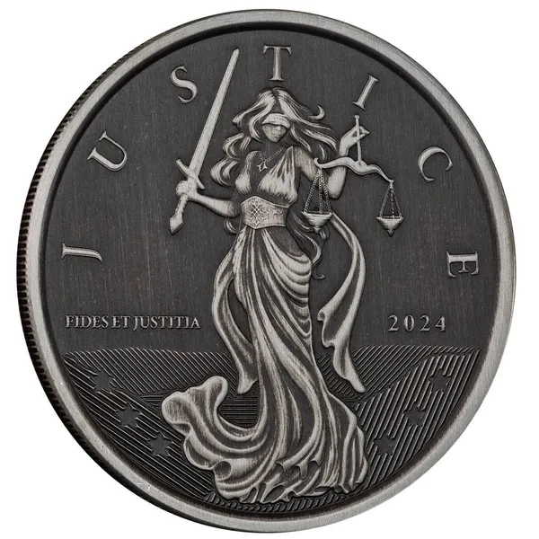 2024 Scottsdale Mint Gibraltar Lady Justice 1 Troy Ounce 999 Fine Silver Antique Coin 03