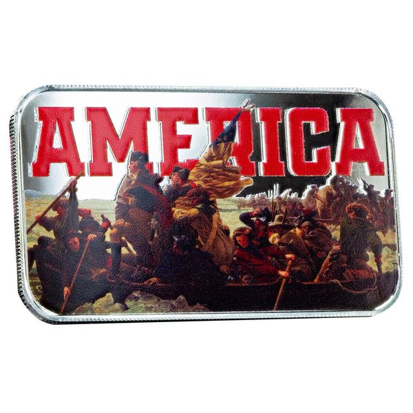Scottsdale Mint America Crossing The Delaware 1 Troy Oz 999 Silver Color Bar 05