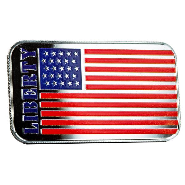 Scottsdale Mint Liberty American Flag 1 Troy Oz 999 Silver Color Bar 05
