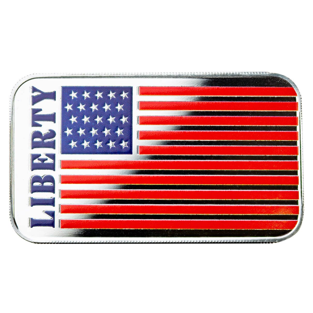 Scottsdale Mint Liberty American Flag 1 Troy Oz 999 Silver Color Bar 06
