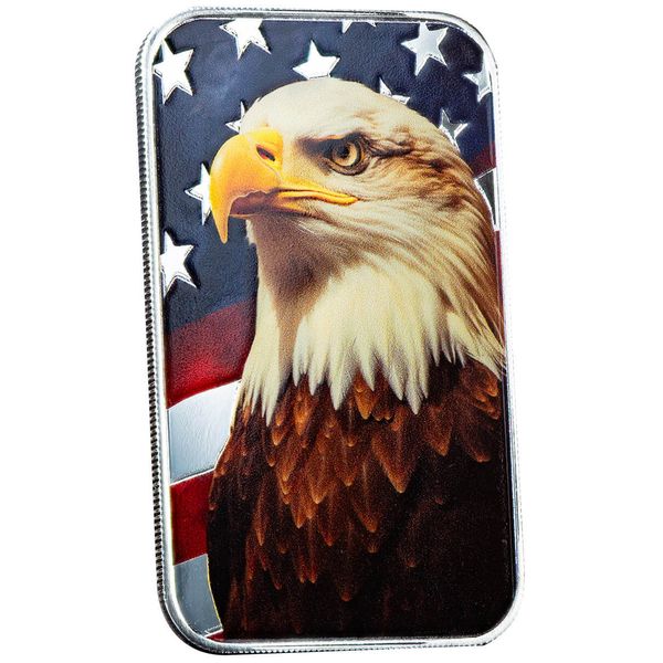 Scottsdale Mint Patriotic Bald Eagle 1 Troy Oz 999 Silver Color Bar 05