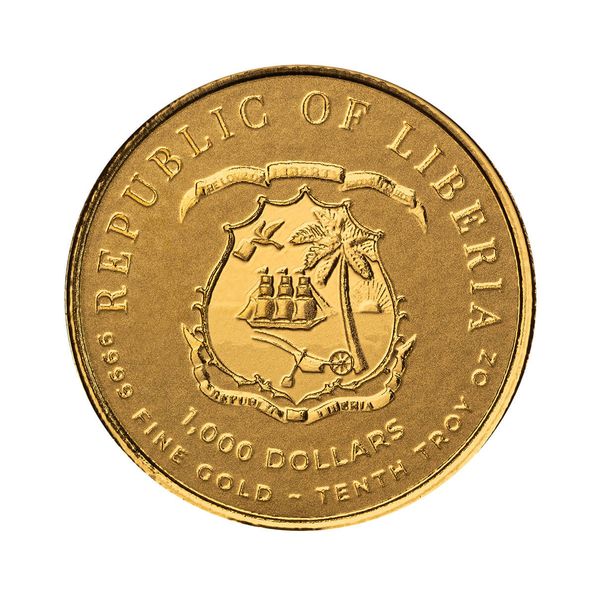 2024 Scottsdale Mint Liberia Commander Series Hernan Cortes Tenth Troy Ounce 9999 Fine Gold Proof Like Legal Tender Coin 02