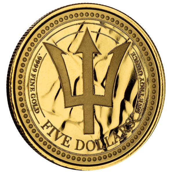 2024 Scottsdale Mint Barbados Trident 1 Troy Ounce 9999 Fine Gold Proof Like Coin 03