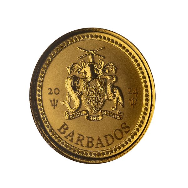 2024 Scottsdale Mint Barbados Trident Tenth Troy Ounce 9999 Fine Gold Proof Like Coin 01
